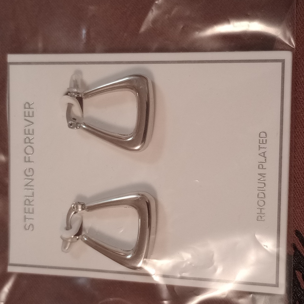 Sterling Forever triangle hoop earrings